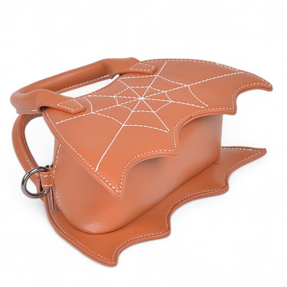 BNWT Iconic Spider Patent Stitching Bat Shape Top Handle Novelty Bag - Picture 4 of 6